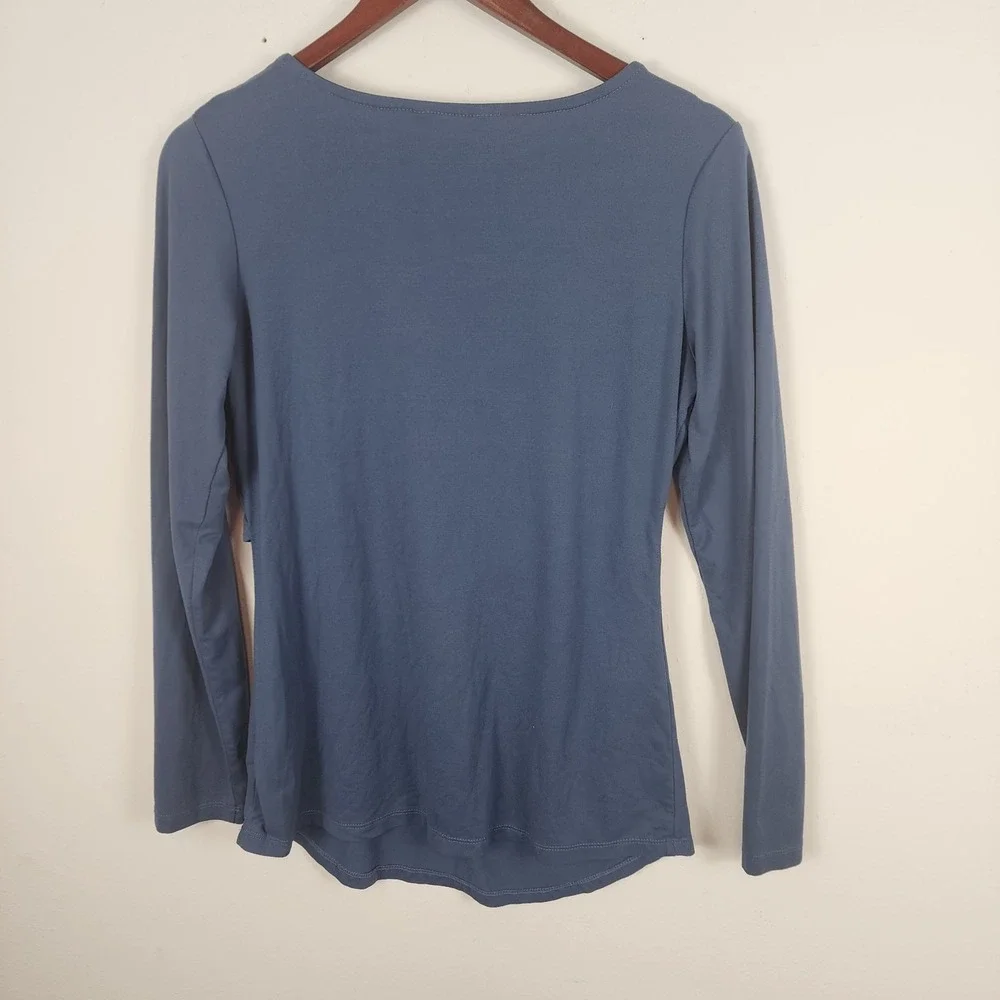 Kindred Bravely Maternity Nursing Open Front Blue Long Sleeve Shirt Women Medium - Picture 2 of 6